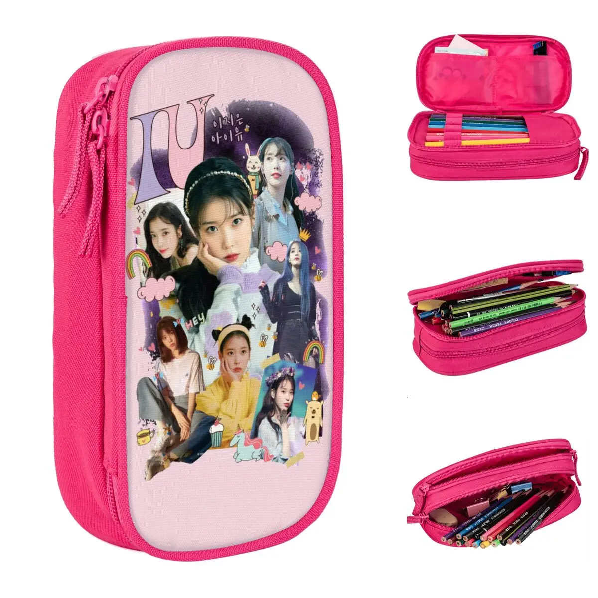 kpop musica lapis cases cute pen holder grande bolsa de armazenamento material escolar papelaria presentes meninos e meninas iu 01