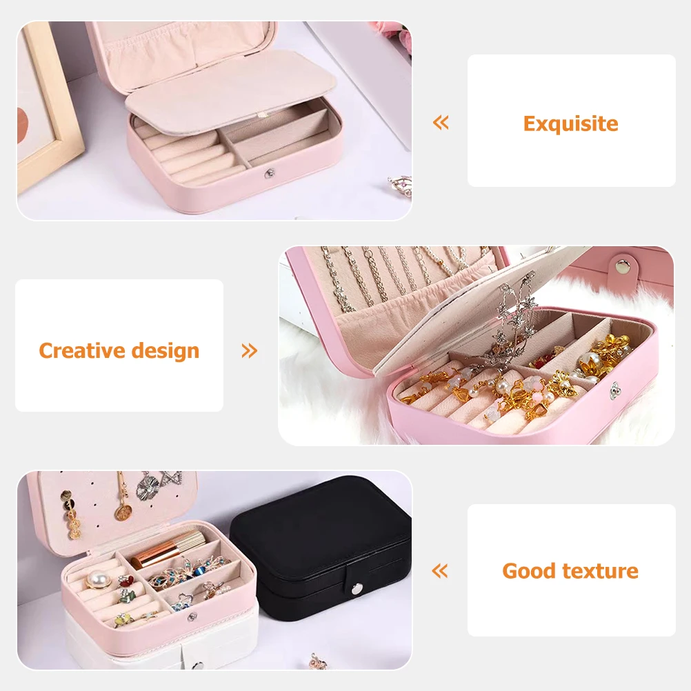 

Pu Jewelry Storage Case Multi Compartment Travel Organizer Box For Rings Earrings Necklaces Bracelets Women Gift