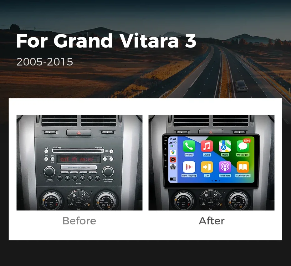For Suzuki Grand Vitara 3 2005-2015 Android 15 Car Radio Multimedia Player Navigation 2Din Stereo DVD Carplay Head Unit Audio 9" view 2