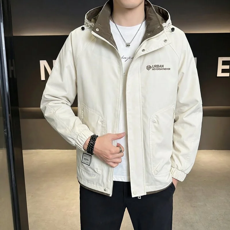 

Trendy Men's Jaet Spring Autumn Loose Fit Hooded Versatile Casual Faionable Outerwear Stand Tailoring Iron-Free Ox...