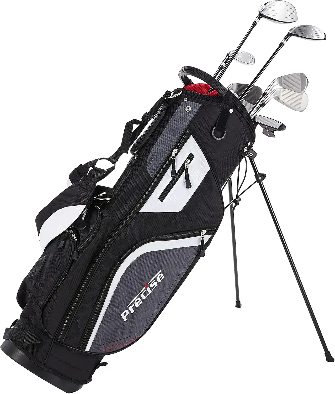 M5 Men's Complete Golf Clubs Package Set Includes Titanium Driver, S.S. Hybrid, S.S. 5-PW Irons, Putter, Stand Bag, 3 H/C's