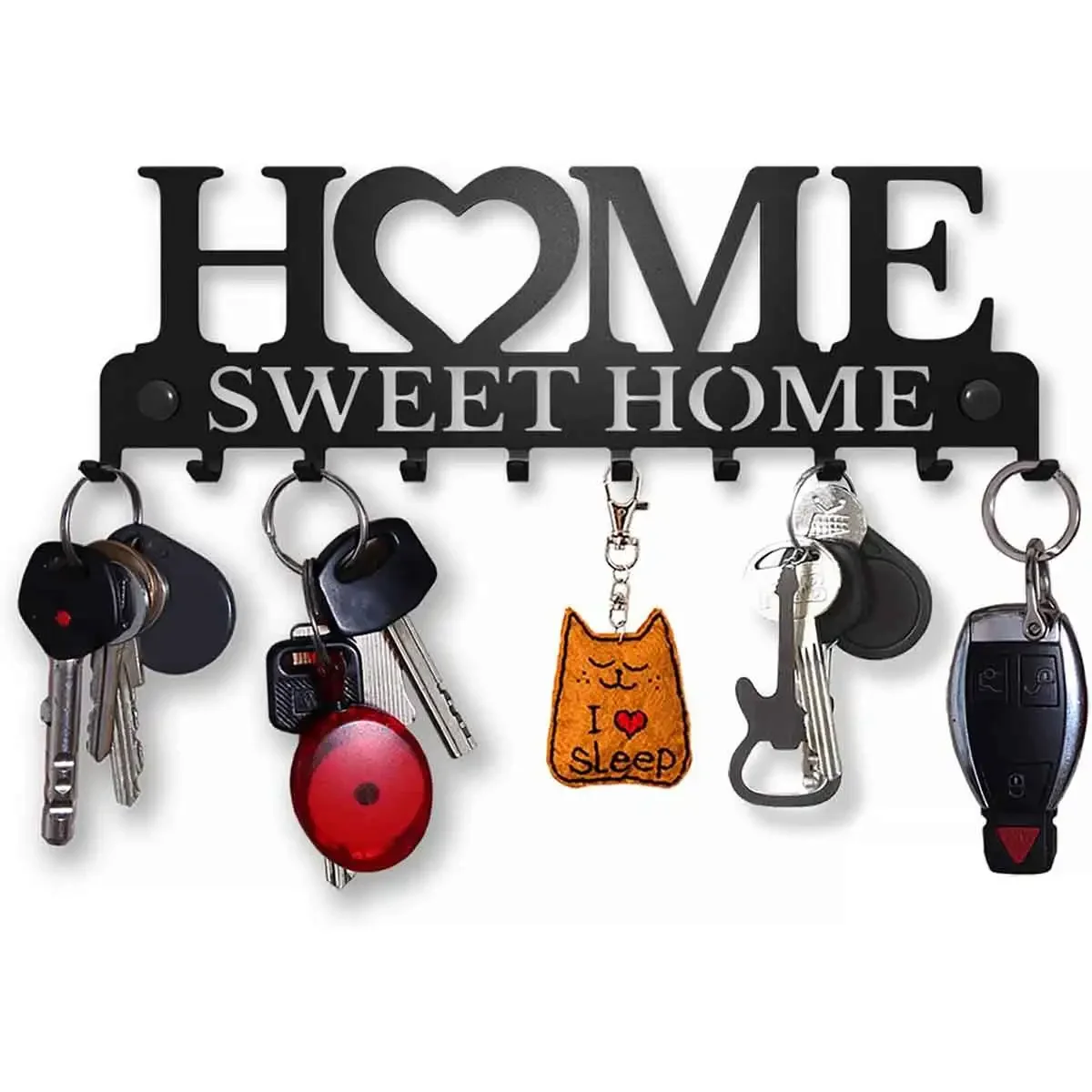 

Sweet Home Black Metal Balcony Wall-mounted Clothes Rack Key Holder Kitchen Organizer Bathroom Rangement Hooks Hangers Storage