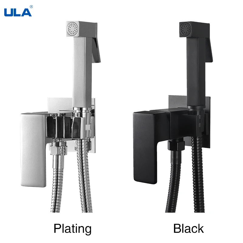 

ULA Black/Chrome Bidet faucet Portable Bidet Faucet Sprayer Brass Toilet Faucet Hot Cold Water Mixer Bathroom Hygienic Shower