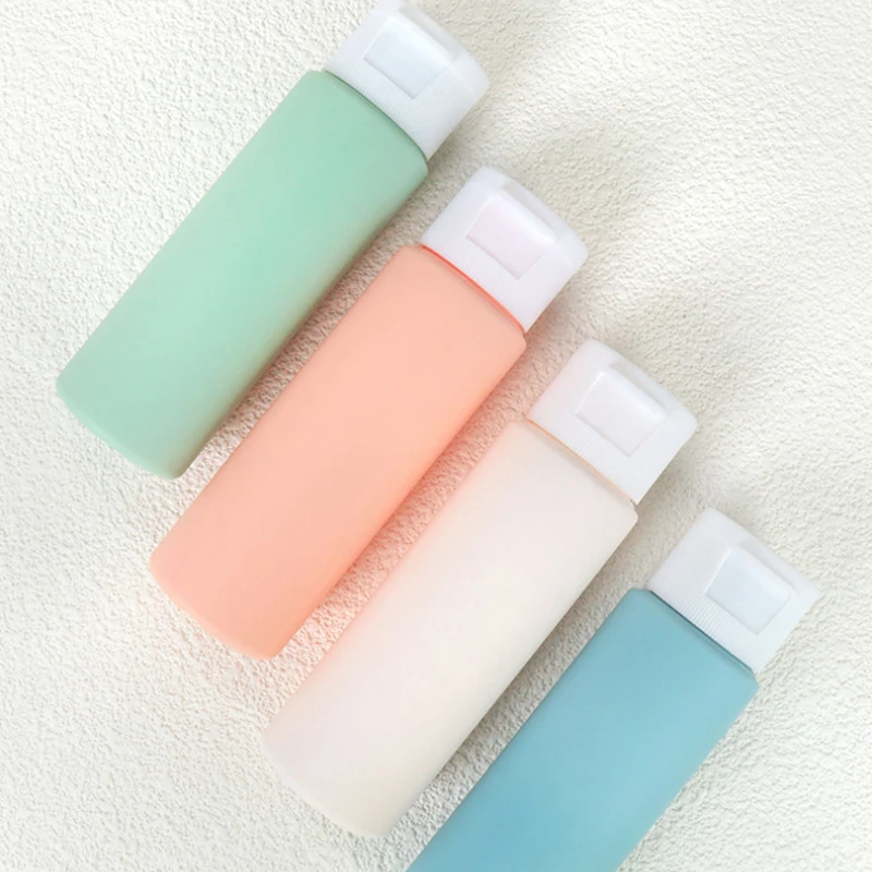 4Pcs/Set 50ml Refillable Bottle Soft Silicone Lotion Container Flip-Top Squeeze Tube Empty Bottle Portable Travel Shampoo Bottle