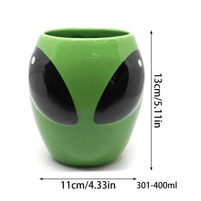 Cartoon Alien keramische mok groene interessante koffiemokken met gladde randen Office Home drinkwaterbeker voor kinderen Creatief cadeau