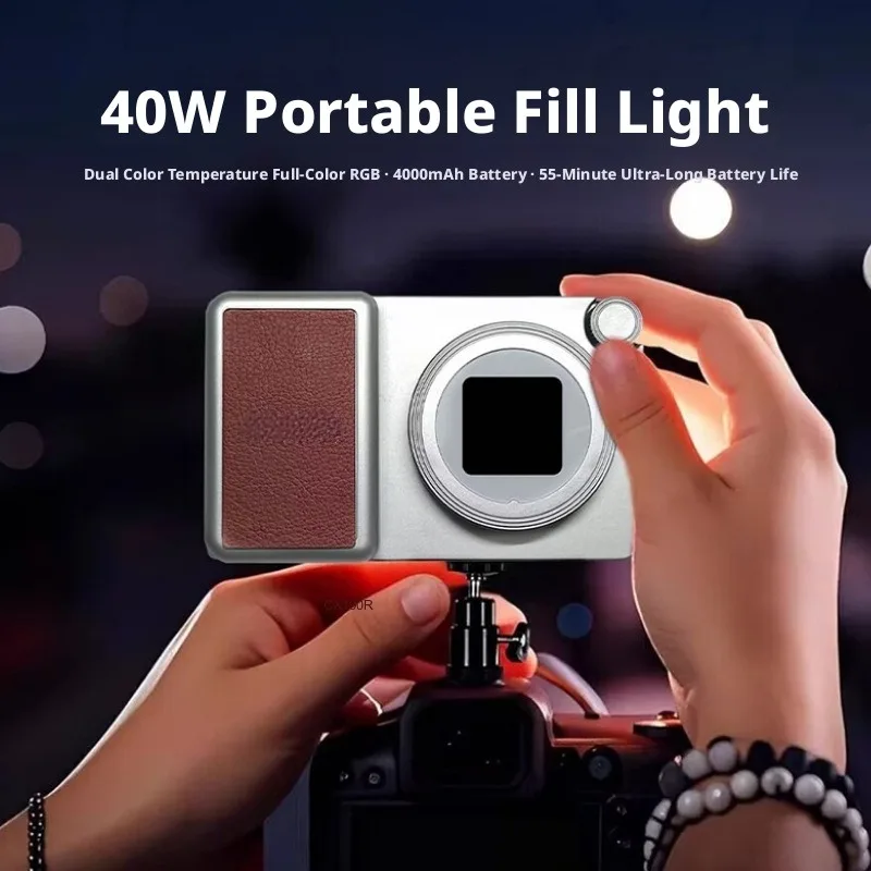 40w Photography Fill Light RGB Shooting Light Short Video Camera LED Portable Fill Lamp Rechargeable Ambient Lamp Screen Display