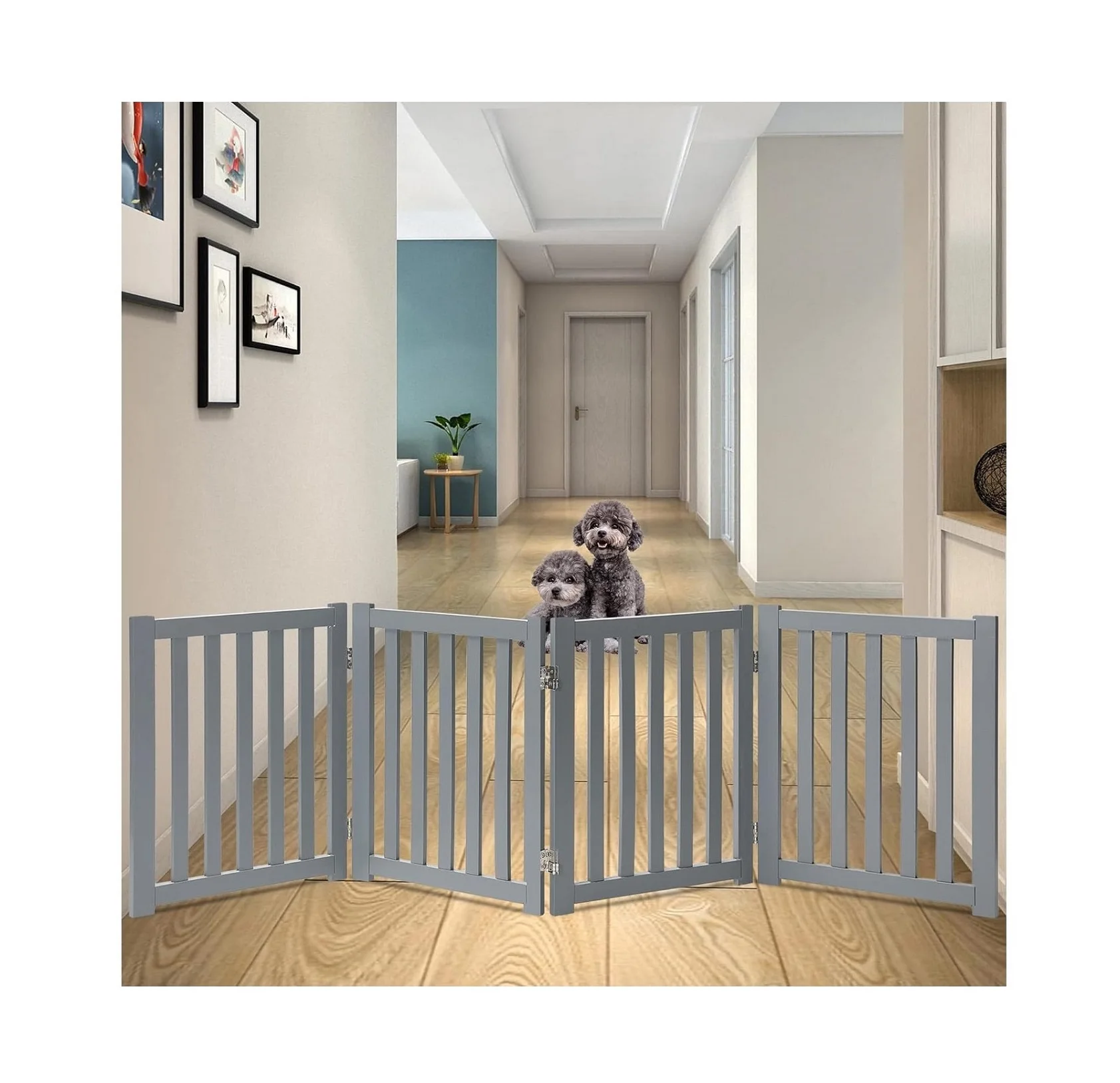 

Portable Modern Dog Crate Sliding Door Pet Barrier Pet Gate Wood Dog Fence Safety Net Pet Gate High