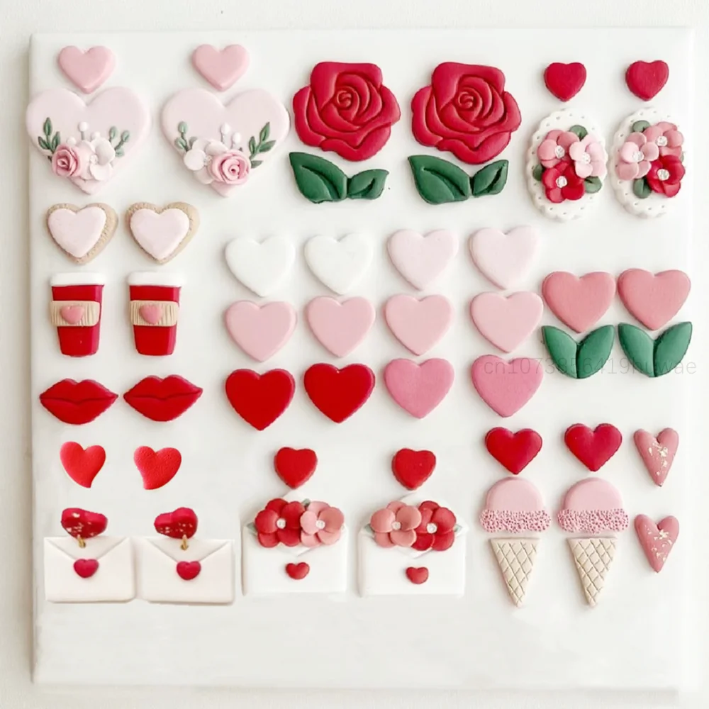 Valentine's Day Heart Shaped Polymer Clay Cutters Wedding Party Gift Earring Mold Jewelry Making Supplies Soft Polymer Clay Tool