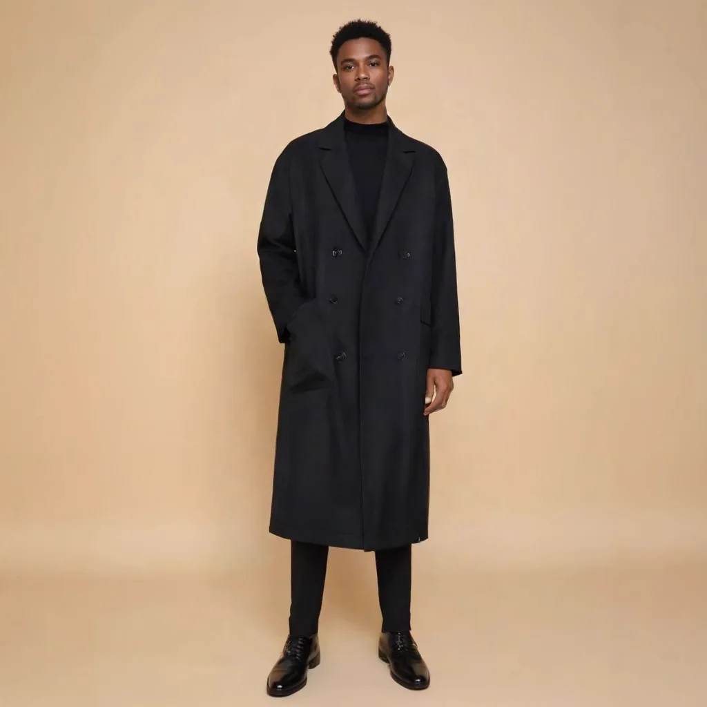 

Wool Blend Coats Belt Mans Skinny Slim Fit Narrow Tailored Body-Conscious Figure-Hugging Sleek Slender Lean Thin Light Minimal