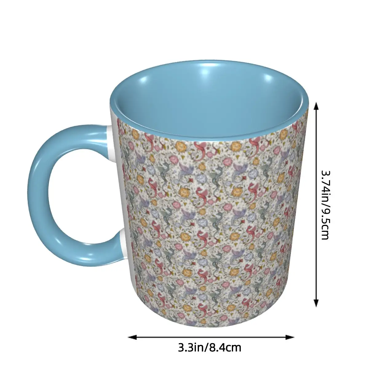 Medieval Dragon And D20 Dice Dnd Pattern Mug Funny Ceramic Coffee Cups Tea Mugs Milk Cup Drinkware Gifts for Friends