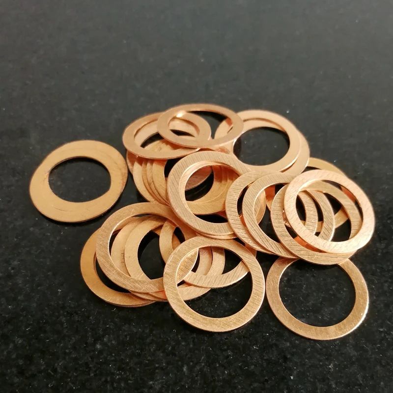 Copper Flat Washer M3-M15  0.1 0.2 0.3mm thick Seal Gasket inner diameter Sealing Ring Thin Sheet T3 Red copper washer