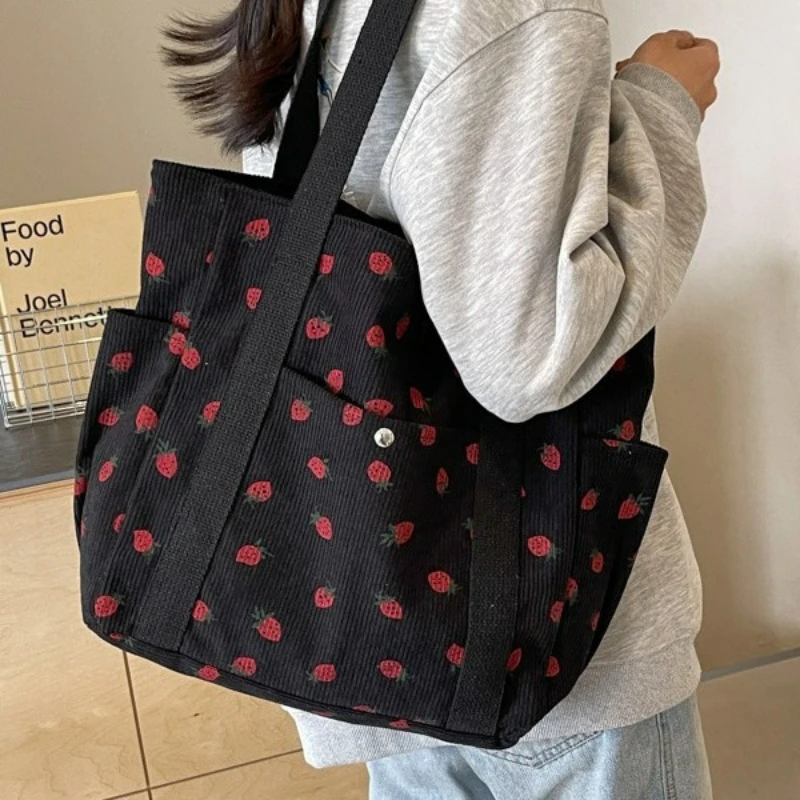 Fashionable Beautiful Corduroy Shoulder Bag Personalized High Grade Commuting Handbag Casual Simple Large Capacity Mommy Bag