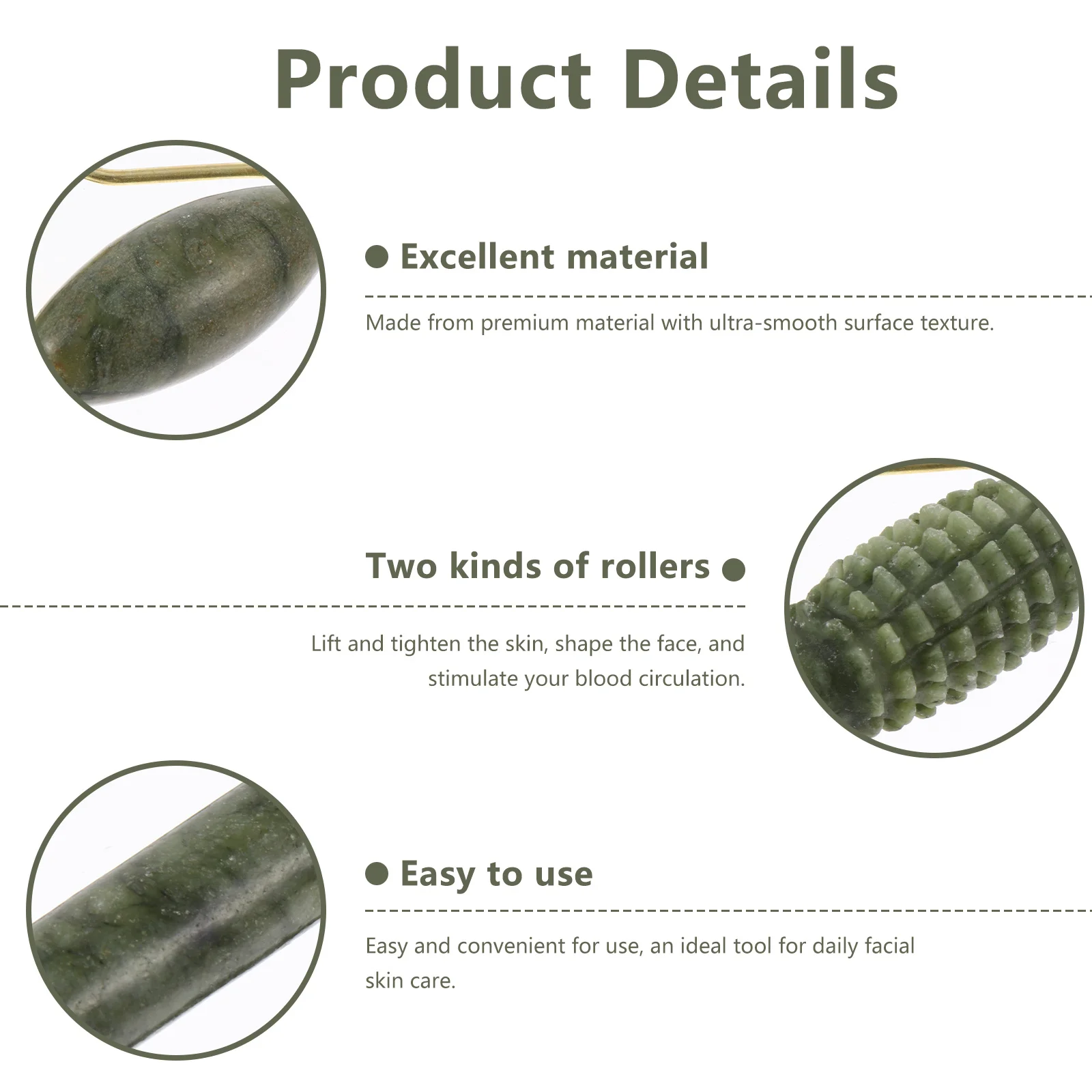 2 pçs jade rolo facial ferramenta massageador da pele rosto pescoço corpo levantamento aperto melhorar creme absorção anti rugas beleza