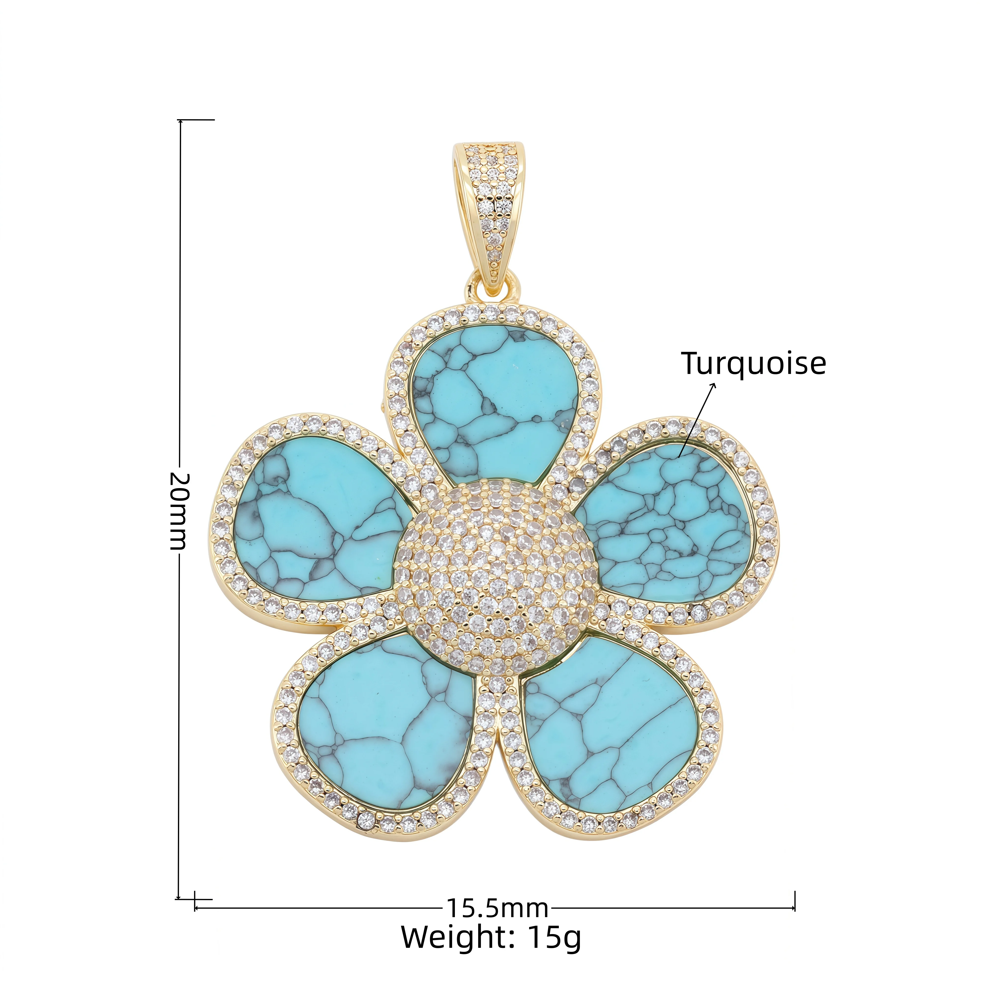 DIY necklace pendant European and American cross-border fashion flower necklace pendant copper inlaid natural shell - view 6