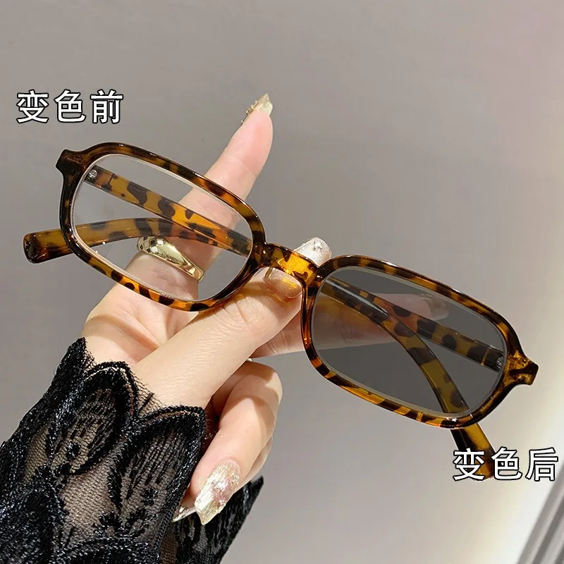 

Fashion Square Prescription Glasses Woman Hand Made Optical Eyeglasses Myopia Photochromic Grey Optical Eyewear