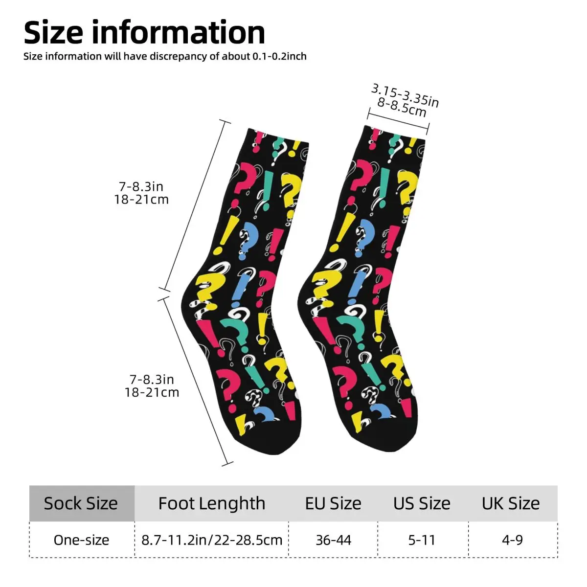 Abstract Geometric Exclamation Mark Socks Harajuku High Quality Stockings All Season Long Socks for Unisex Valentine's Day Gifts