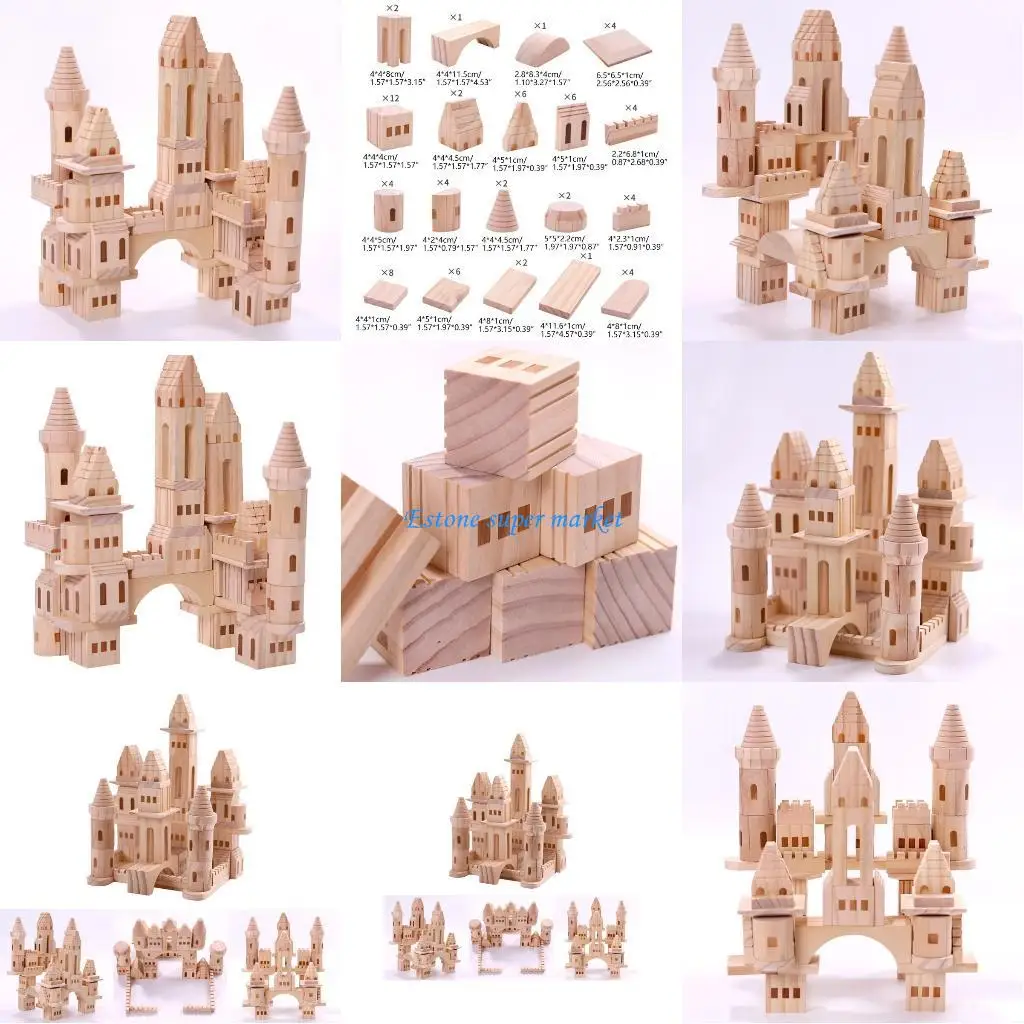 090B لعبة التراص الخشبية، لعبة ألغاز بناء القلعة، لعبة STEM #1
