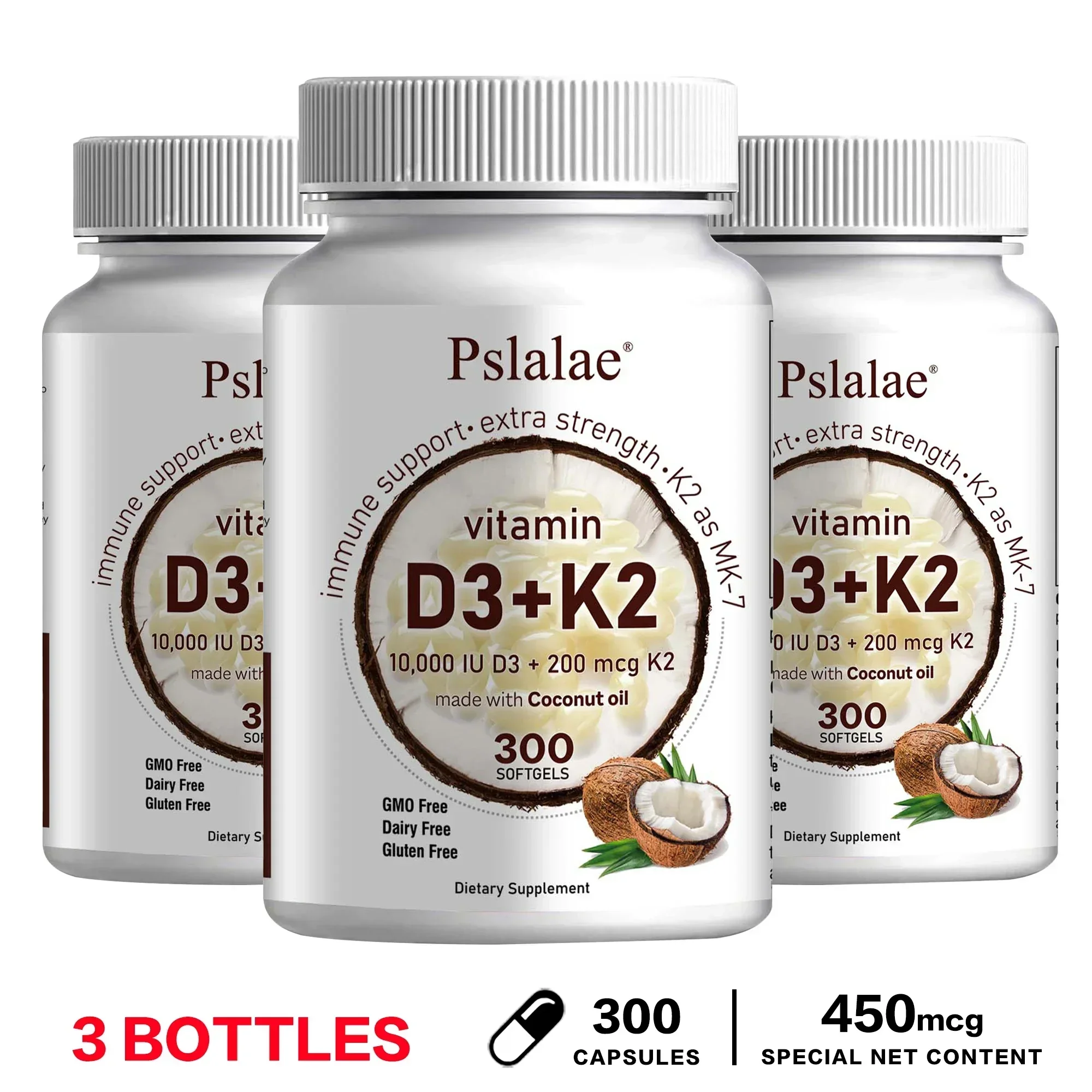 Vitamin D3 K2 Capsules - Promotes Strong Bones, Calcium Absorption, Teeth, Heart, Cardiovascular Health