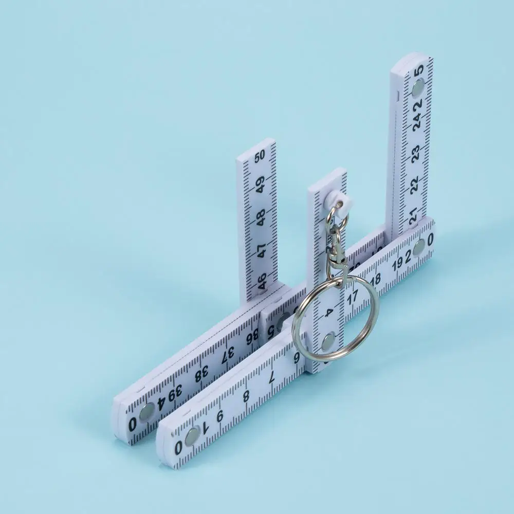 Plastic 50cm Ruler Tape Fold Folding Key Ring Measure Carpenter Measuring Tool Key Chains