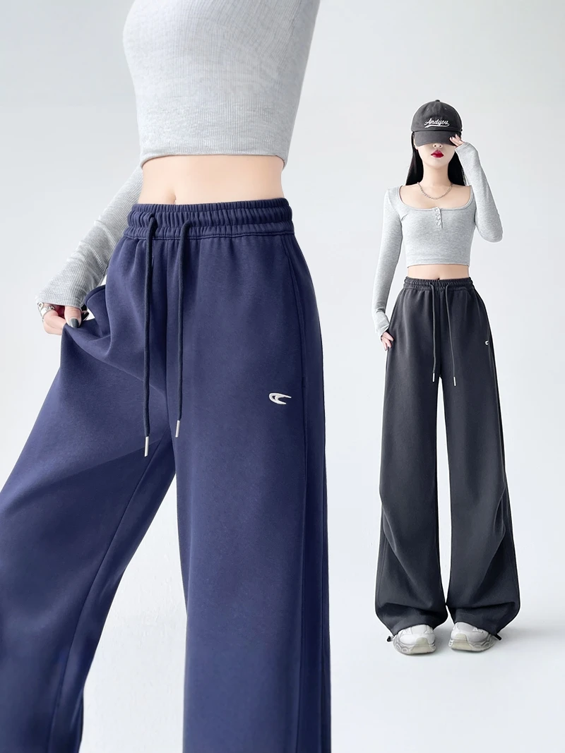 Plones Deportivos para Mujer, Corte Recto Ajustado, Color Azul Oscuro, Plones Casus Estilo Coreano, Cintura Alta, ...