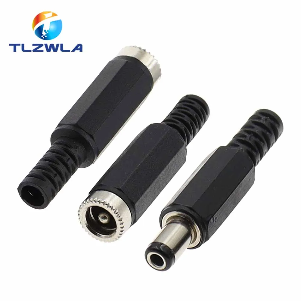 10PCS 24V 12V 3A Plastic Male Plugs + Female Socket Panel Mount Jack 5.5x2.1mm DC Power Connector Electrical Supplies 5.5*2.5