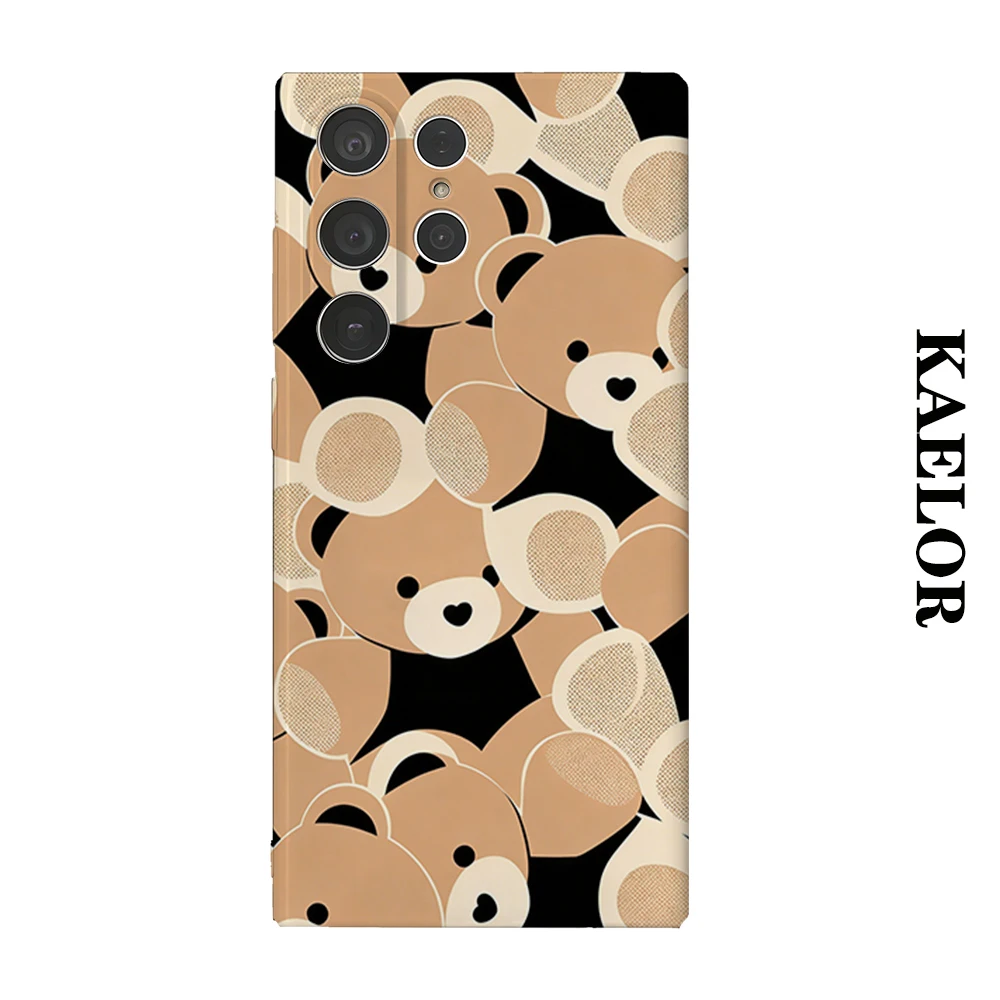 Heart Nose Bear Durable Shiny Double-layer Case for Samsung S26 Ultra S25 S24 S23 Plus Anti-drop Scratch Resistant Cover