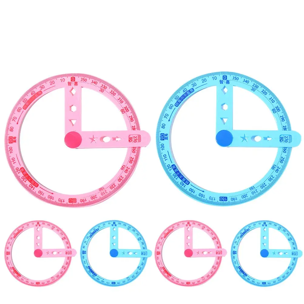 6Pcs 360Degree Protractor Transparent Clear Scale Measuring Tool Plastic Ruler for Students Teachers Classroom Drafting Drawing