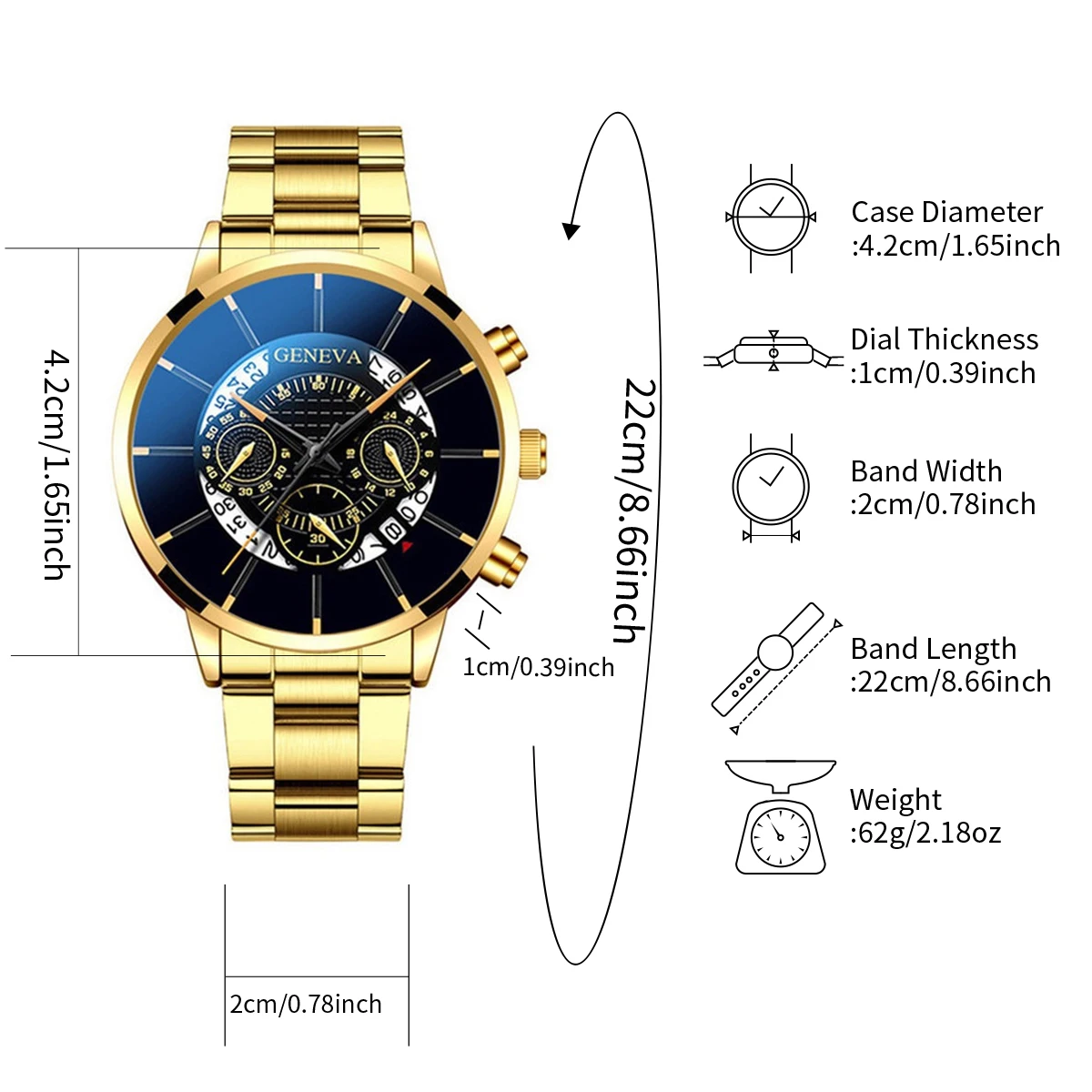 4PCS/Set New Hot Men\'s Watch Fashion Calendar Watch Stainless Steel Strap Quartz Watch with Jewelry Set