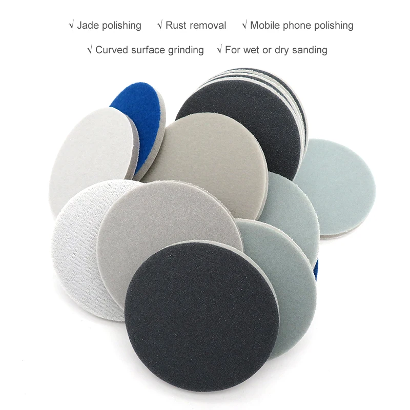 12 Pcs 3 Inch Sponge Sandpaper Hook And Loop Sanding Disc 75mm, 300-3000 Grit For Car Paint Automobile Polishing & Grinding