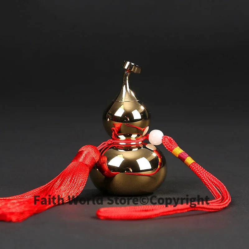 TOP GOOD gift- -efficacious fortune Mascot Money Drawing Gilding copper RUYI cucurbit gourd statue-FENG SHUI lucky Pocket mascot