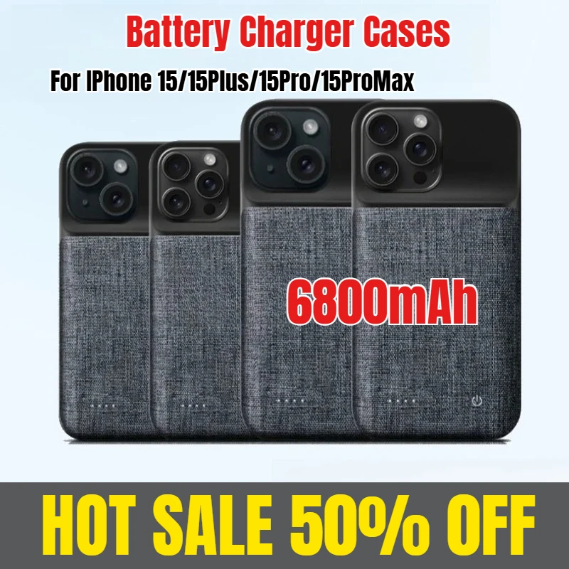 

6800 мАч для IPhone 15/15 Plus/15Pro/15ProMax портативный внешний аккумулятор, крышка для зарядки, задний зажим, аккумулятор