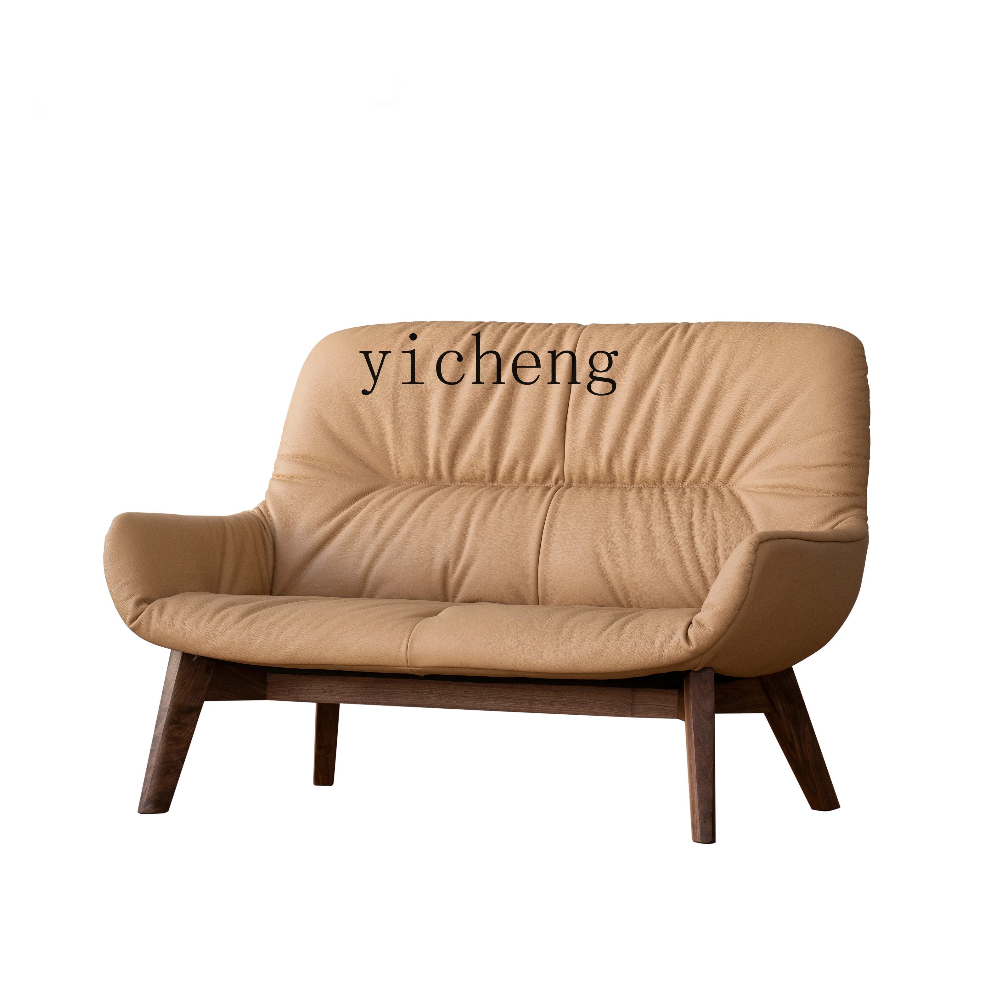 zz double sofa first layer cowhide solid wood bench simple modern small apartment living room leisure back chair