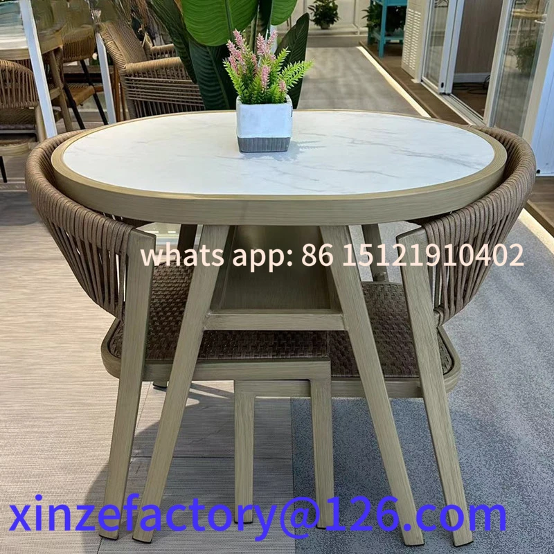 カスタマイズ可能な屋外とレジャー用のネットレッドラタン製ティーテーブルと椅子