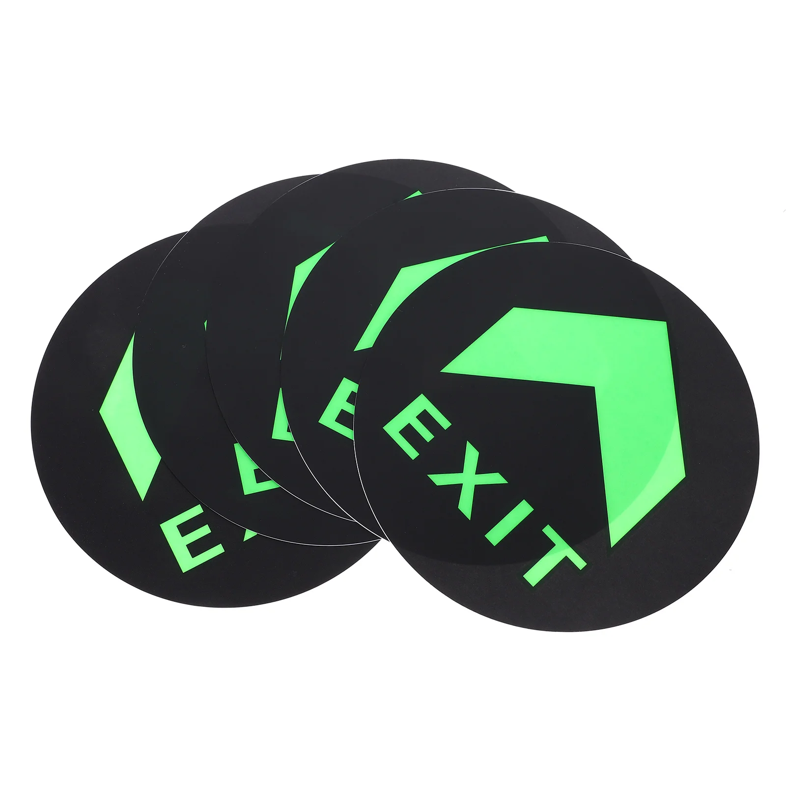 

5pcs Night Glow Exit Signs Adhesive Stickers Glow In The Dark Floor Direction Indicators Safety Warning Decals For Malls