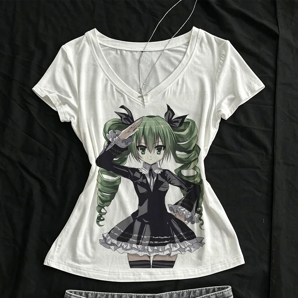 Anime Girl Japanese Y2k Tops Crop Top Women T Shirt for Women Emo Kawaii 90s Clothes Vintage Trashy Y2k 2000s Woman T-shirts