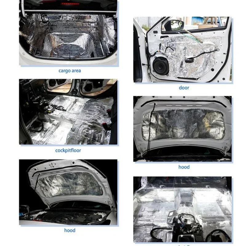 10PCS 5mm Aluminiumfolie Deur Motorkap Trillingen Isolerende Matten Geluidsbescherming Matten Auto Warmte en Geluidsisolerende Katoenen matten