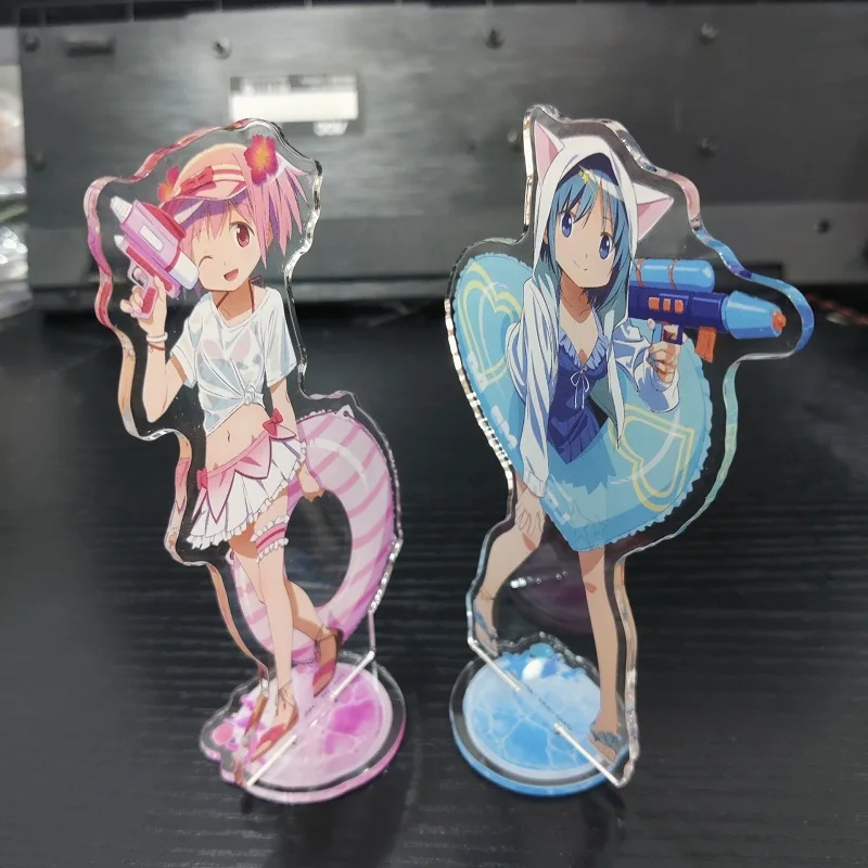 Hot Anime Puella Magi Madoka Magica Cute Figures Kaname Madoka Cosplay Swimsuit Style Acrylic Stands Miki Sayaka Character Model