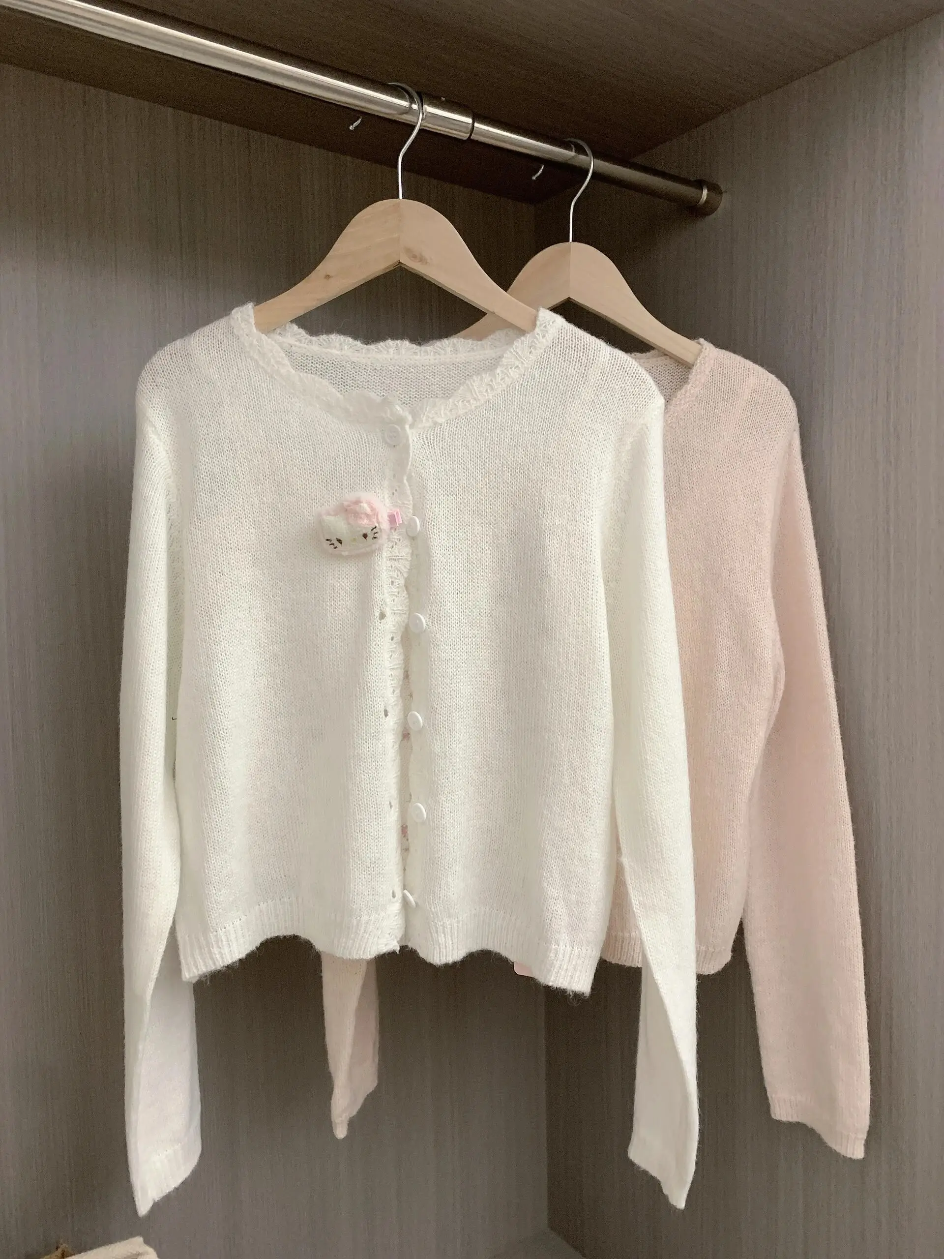 

Pink Knitted Open Cardigan Women's Spring Autumn Thin Long Sve Loose Outerwear Lazy Sle Casual Long irt 2025 New Arrival