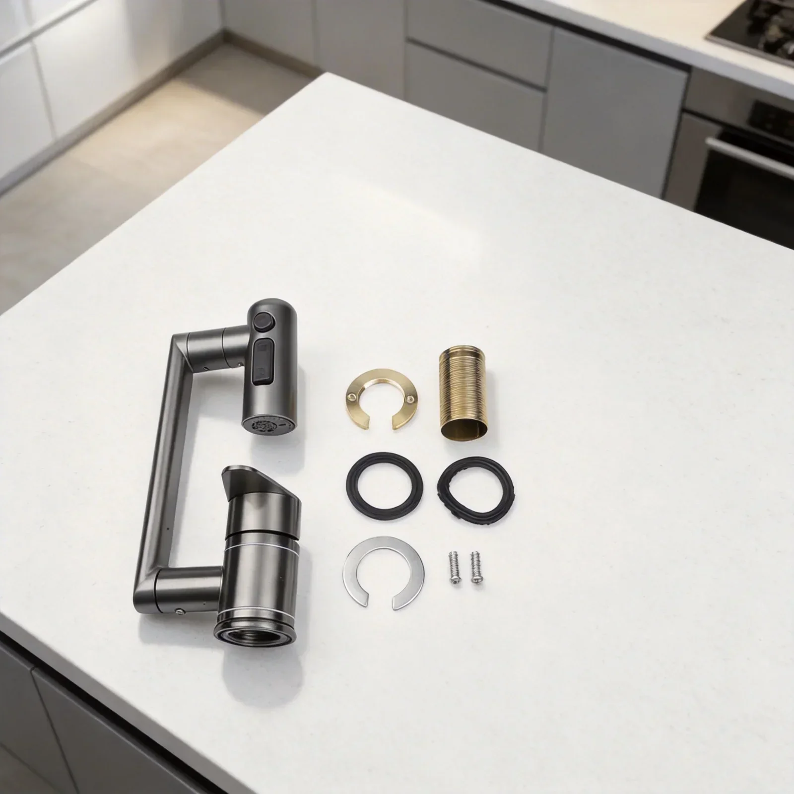 

3-Mode Shower 360 Swivel Tap 304 Stainless Steel Folding Spout Design For Kitchen Sink Easy Installation Kitchen Faucet