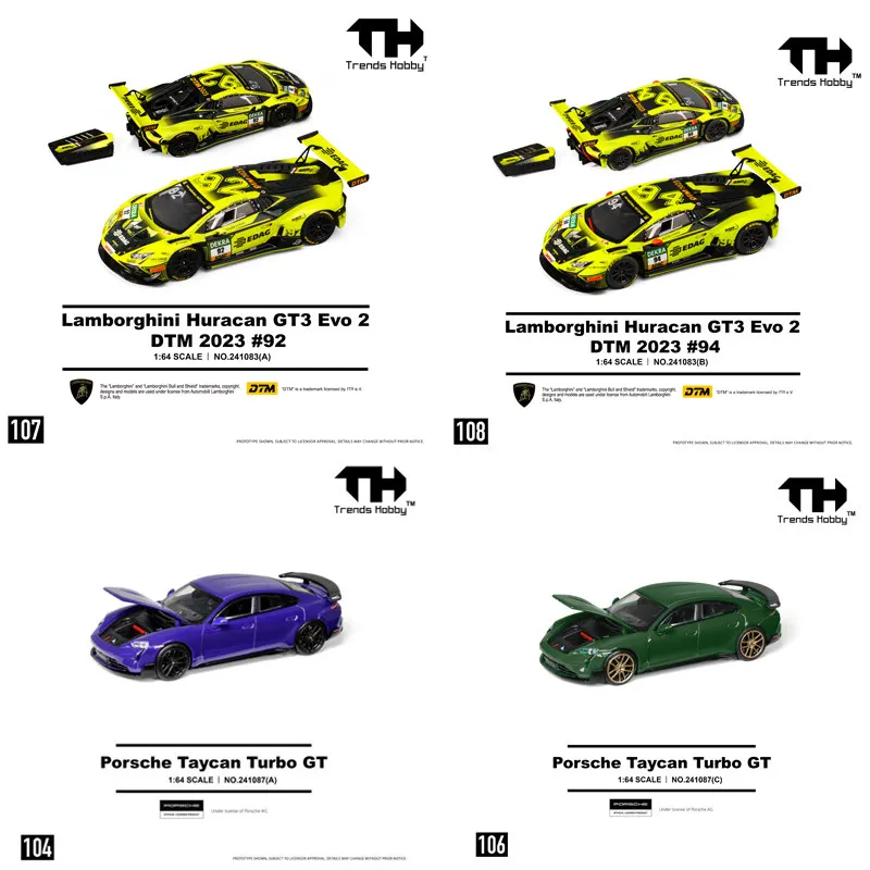 Trends Hobby TH 1:64 Scale Porsche Taycan Turbo GT Lamborghini Huracan GT3 Evo 2-DTM 2023 92# 94# Car Alloy Diecast Model Toys view 6