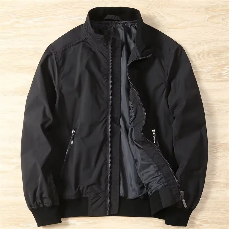 

Fall Faion Slim Fit Casual Lightweight Stand Collar Men's Jaet Breathable Comfortable Busin Sle Windbreaker Coat