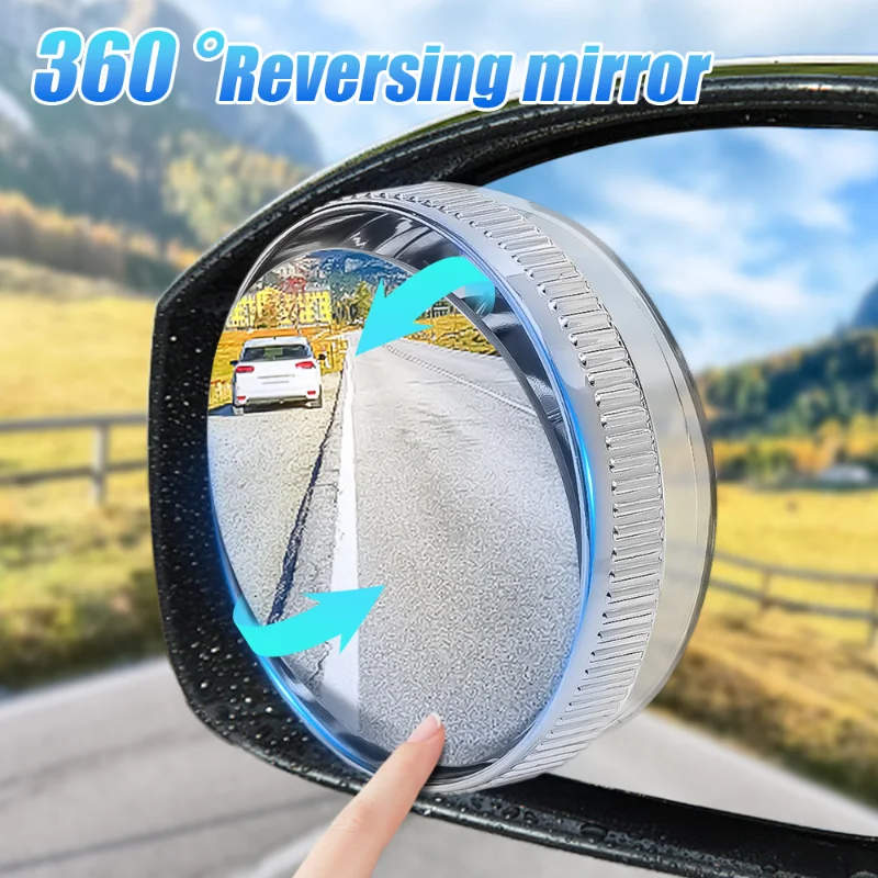 2Pcs Car Suction Cup Rearview Mirror 360 Degree Rotating Round Frame Blind Spot Mirror Universal Auto Auxiliary Rearview Mirror