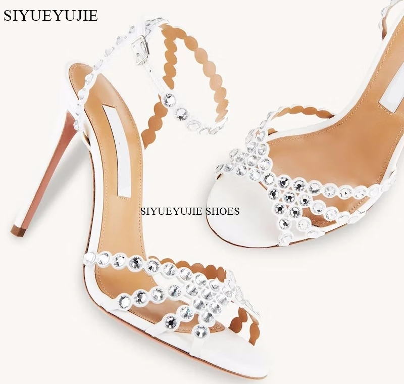 2023 New brand Sequined Crystal Women Sandals Sexy Spike High heels Gladiator sandals Summer Wedding Prom Shoes Sandalias Mujer