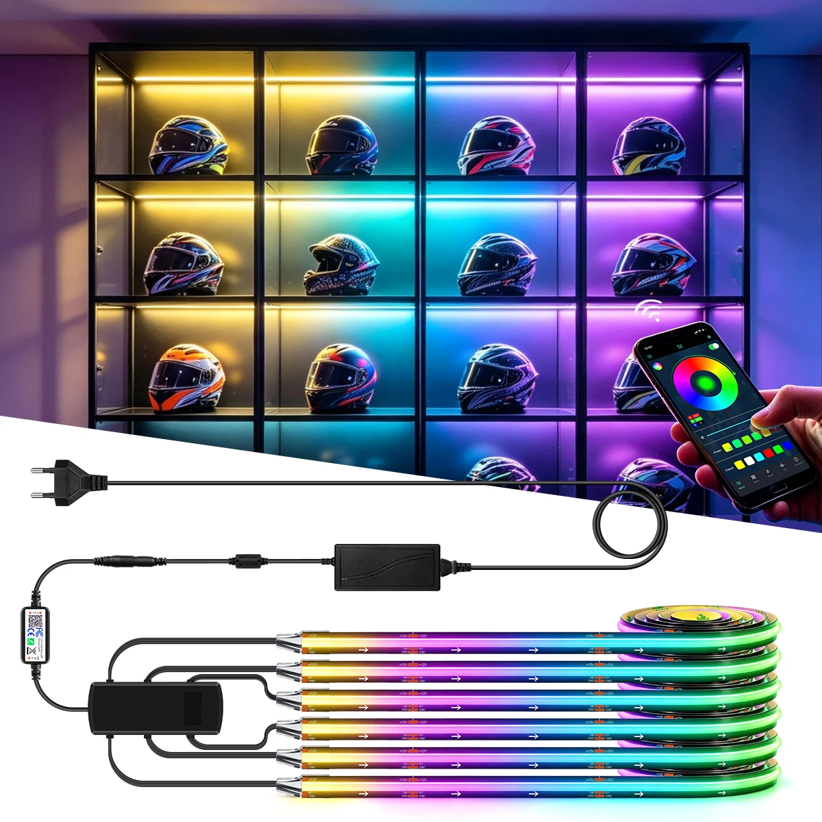 屋内ゲームルーム、寝室の雰囲気を演出する装飾用ledライトストリップ。12v-rgb-icピクセル、ネオンテープ。リビングの壁やパーティーの装飾に最適。