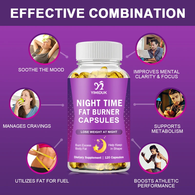 Night Fat Burning Supplement - with Vitamin D3, Green Coffee Beans, Green Tea, Natural Plants - Sleep & Weight Management