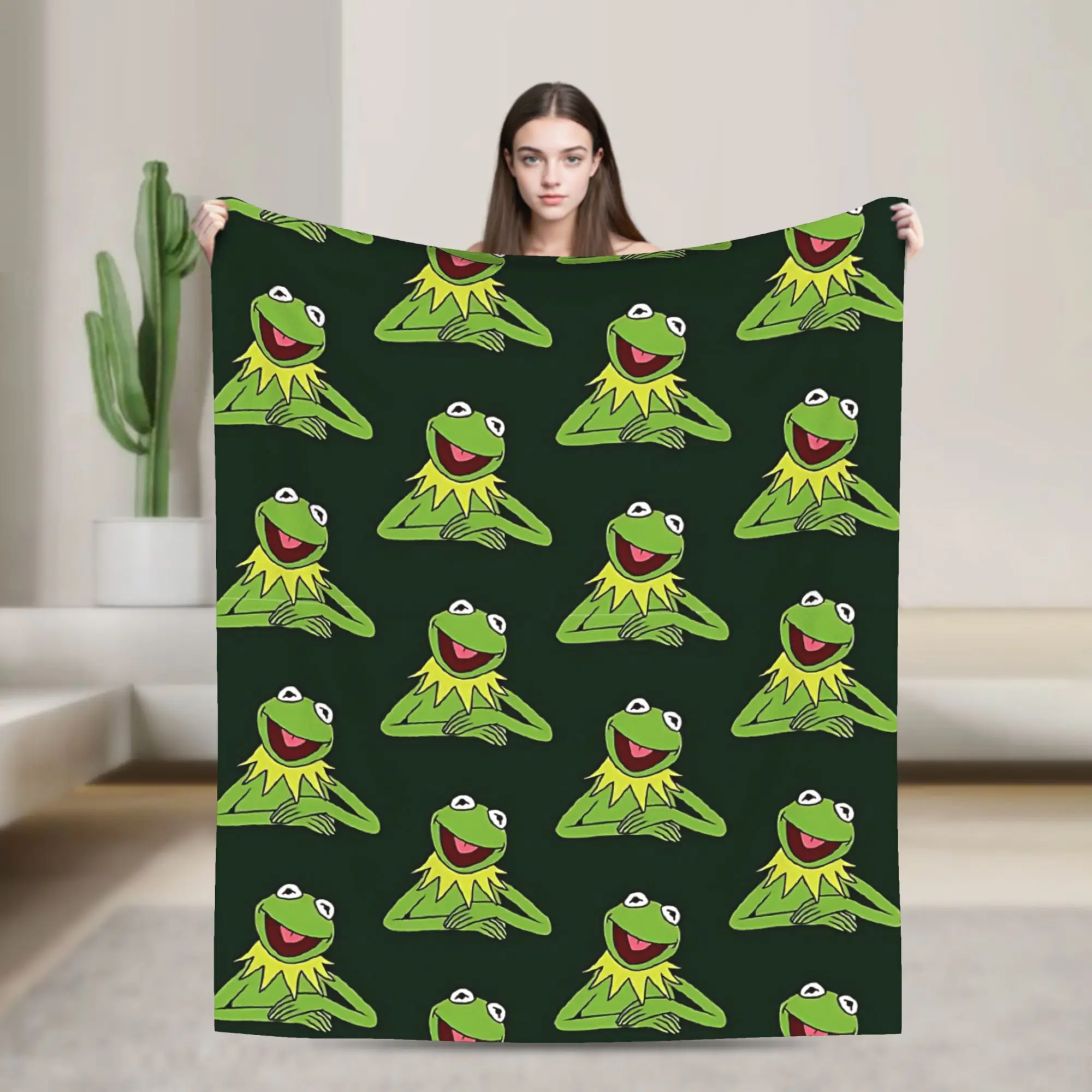 

Kermit The Frog Blanket Cover Fuzzy Throw Blanket Summer Air Conditioning Decoration Lightweight Bedspreads,