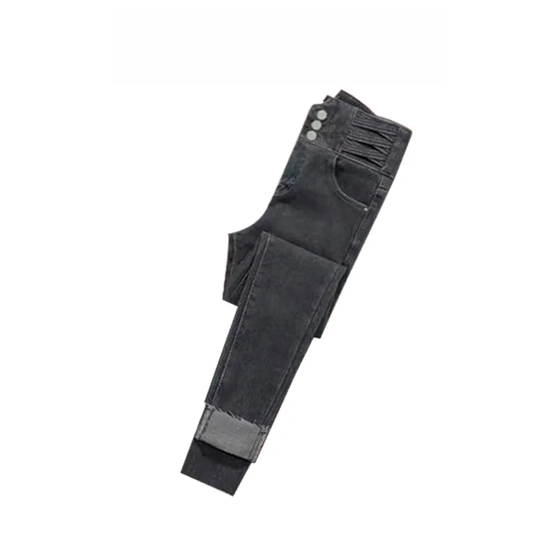 Autunno Faion Jeans slim fit a vita alta in pelle Jaet Base irt Tee Set da donna Casual Sle Long Sve Top lavorato a maglia