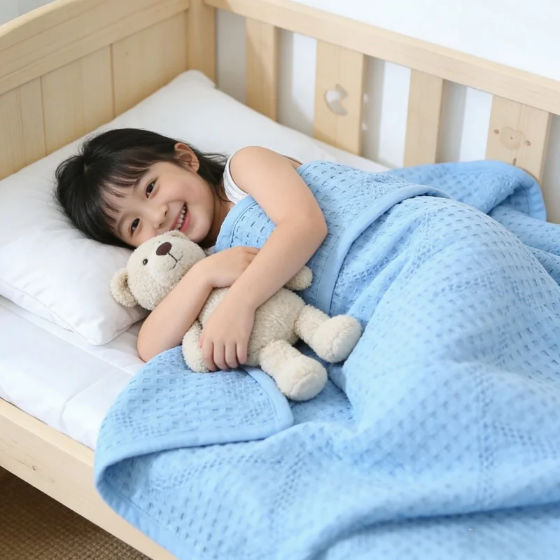 WASART Cool Summer Waffle Knit Blanket for Adults & Kids Lightweight Breathable Cotton Throw Soft Bed Sofa Travel Easy Clean 150