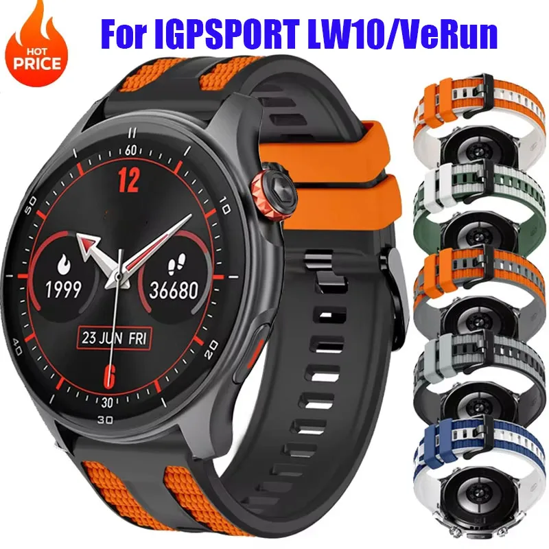 22 mm atmungsaktives Uhrenarmband für IGPSPORT LW10, Silikon-Correa-Band für iGPSPORT VeRun Smartwatch, buntes Sportarmband