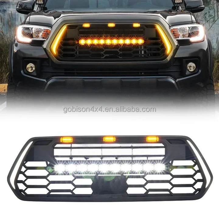 

Gobison ABS Front Bumper Grille WITH TURN SIGNAL With Spotlight Car Grille for Toyota Tacoma 2016-2023 Car Grill